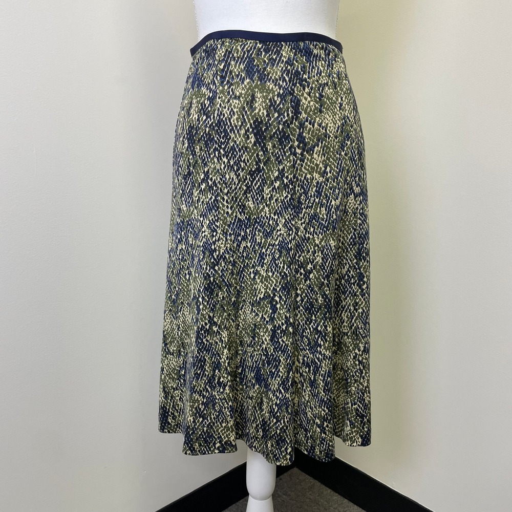 Diane von Furstenberg Vintage Silk Snakeskin Print Midi Skirt Green Blue Size 4
